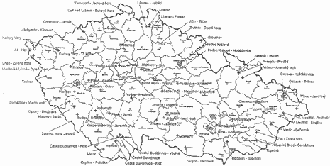 Mapa . 3 - Pehled umstn vysla eskho rozhlasu (stav k 31.12.1999)