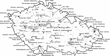 Mapa .5 - Pehled umstn vysla eskho rozhlasu (stav k 31.12.2000)